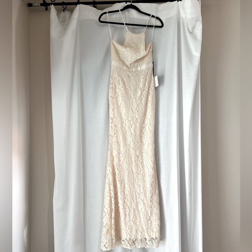 LULUS IVORY LACE WEDDING DRESS: NWT